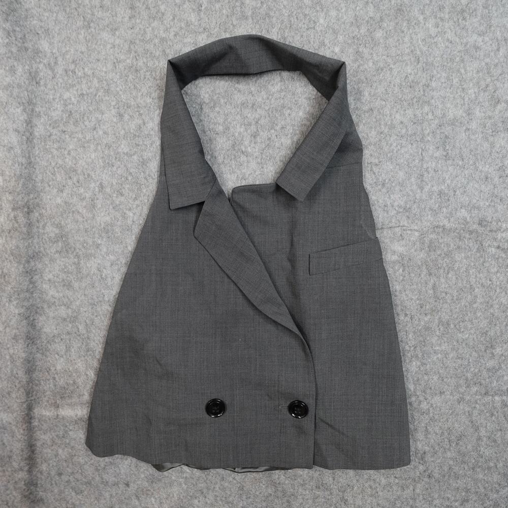 Dorothee Schumacher Vest Womens 2 Halter Waistcoat‎ V-Neck Gray Wool